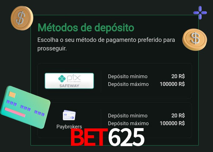O cassino bet625 oferece uma grande variedade de métodos de pagamento